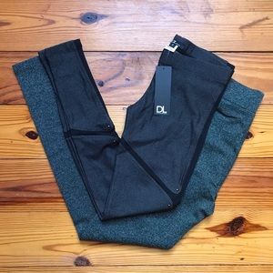 Designer Leggings David Lerner Loft Black Green, NWT, S